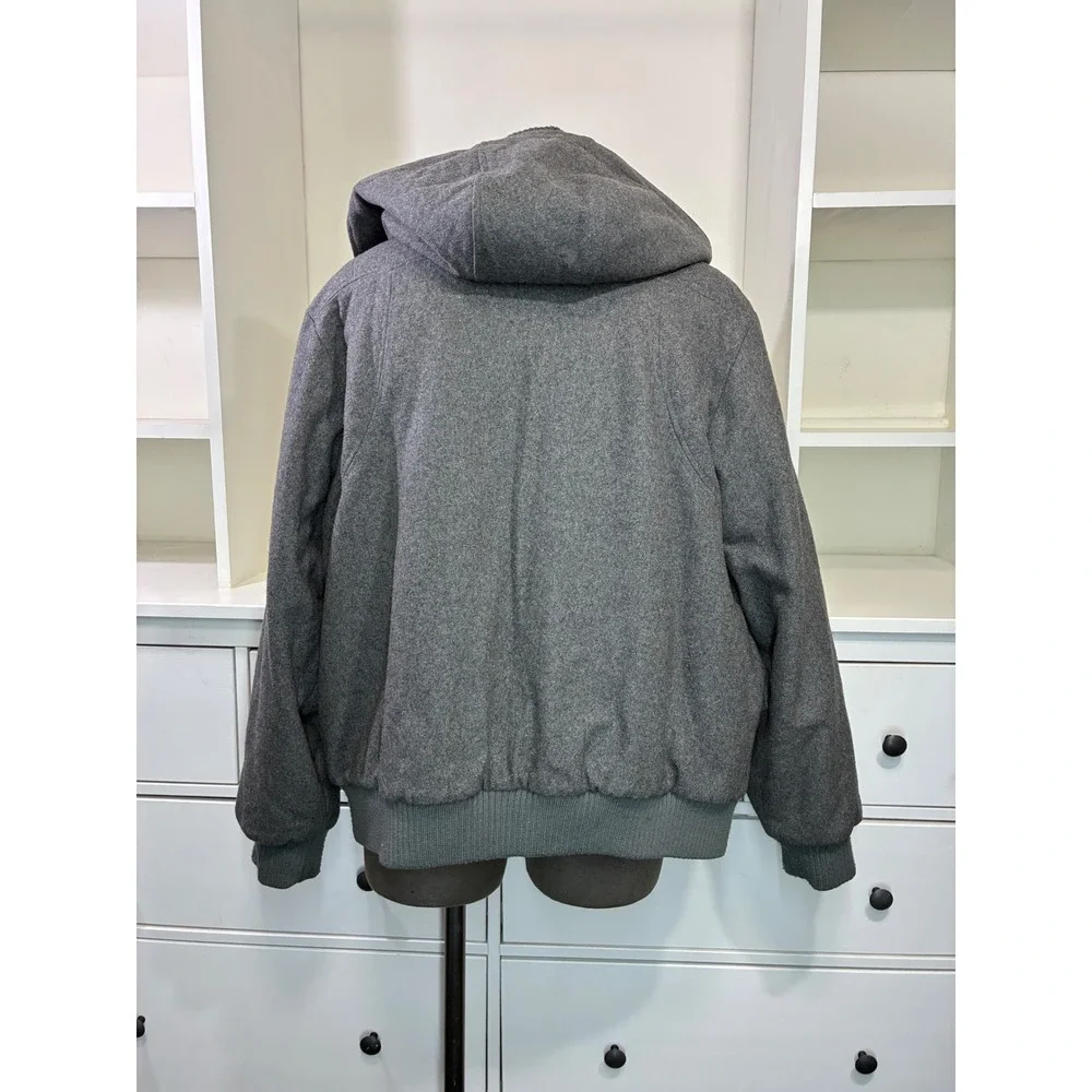 Coogi Mens‎ XL Gray Wool Blend Hooded Bomber Jacket Heavyweight Coat